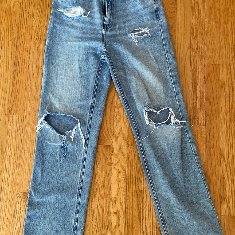 PacSun Blue Boyfriend Jeans with Distressed Knees
